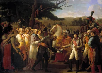 A entrega das chaves de Viena a Napoleão I (1769-1821) O imperador regressou à capital austríaca abandonada por François II de Habsburgo em 14/11/1805. Pintura de Anne Louis Girodet de Roucy-Trioson (Anne-Louis Girodet de Roucy Trioson)