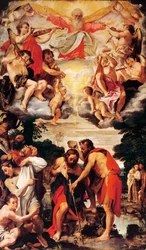 Batismo de Cristo por Annibale Carracci (1560-1609), óleo sobre tela, Igreja de San Gregorio e San Siro, Bolonha