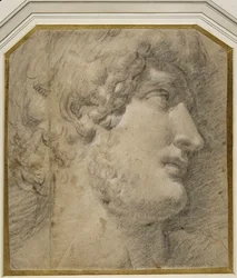 Cabeça do Imperador Gallienus (ou ?Hadrian), depois da antiguidade (giz preto sobre papel creme)