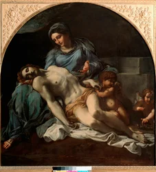 Pietà. Pintura de Annibale Carracci (Annibal Carrache) (1560-1609). 1599-1600. Dimensões: 156 x 149 cm. Nápoles, Museo Nazionale di Capodimonte