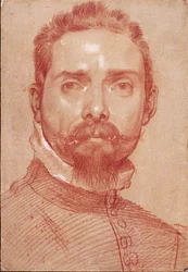 "Portrait du joueur de luth Giulio mascheroni" Sanguine d