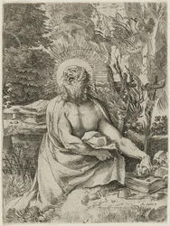 São Jerônimo no Deserto, c.1591 (gravura com gravura sobre papel avergoado, iiiiv)
