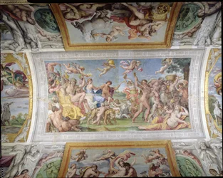 Carracci Carracci Gallery Hall detalhe do Triunfo de Baco e Ariadne, 1597-1604 fresco