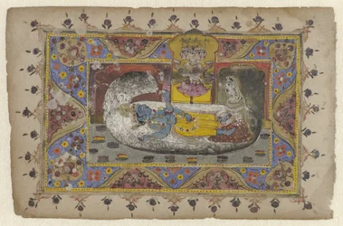 Vishnu na serpente mundial Ananta, nascimento de Brahma