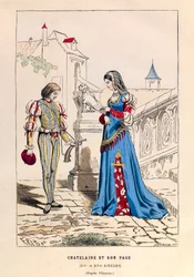 A chatelaine et son page au 15th century - Chatelaine and her page 15th century - collection privee