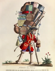 Admire La Force Caricature made by the drugists of Paris against the Duke of La Force in 1721 (regne of King Louis XV) - coleção particular