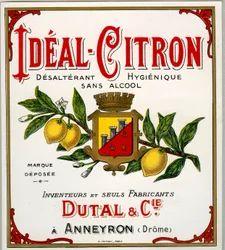 Publicidade para a bebida francesa de limão chamada ideal-lemon (Chromolithography)