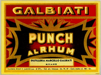 Anúncio de ponche de rum Marcello Galbiati (cromolitografia)