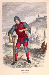 Arbaletrier no século XVI em Paris - gravura - Crossbowman Século XVI em Paris - coleção particular