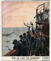 No local do desastre, as últimas orações pelas vítimas do Titanic. Na sua viagem inaugural de Southampton a Nova Iorque, o transatlântico britânico "The Titanic" atingiu um iceberg na noite de 14 de Abril.