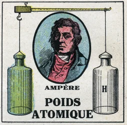 Átomos: The Atomic Weight by Andre Marie Ampere (1775-1836). Ilustração anônima de 1925. Coleção particular.