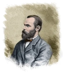 Carl Christian Koldewey (1837-1908) explorador alemão do Ártico, líder das duas Expedições Polares Alemãs do Norte - Carl Christian Koldewey explorador polar alemão - gravura do final do século XIX