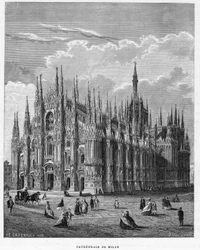 Catedral de Milão (Duomo, Milão), Itália. gravura de 1859 em "as galerias da Europa - Itália" de armengaud. Colecção privada.