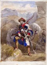 Chamil ou Imam Chamil - Imam Shamil (1797-1871) - Anónimo - 1854 - Aguarela sobre papel - 32x23 - Colecção Privada