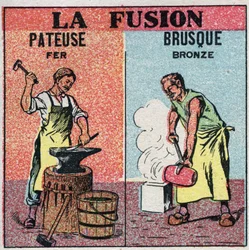 Mudanças nos estados: fusão de sombras de ferro e fusão abrupta de bronze. Ilustração anônima de 1925. Coleção particular.