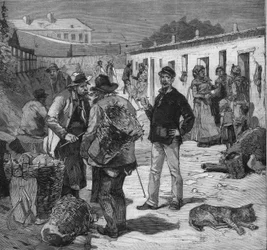 Cidade dos traficantes de trapos em Clichy, Paris. Gravação em "Le petit parisien" em 7/08/1892. Coleção Privada