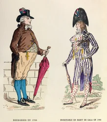 Traje de um burguês e um Incrível vestido de gala em 1788 - coleção particular