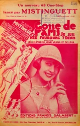 Capa da partitura "Gosse de Paris" cantada por Mistinguett (Mistinguette) (1875 - 1956), cantora francesa