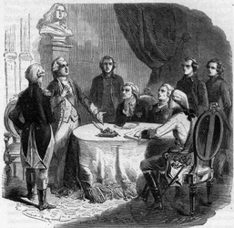 Declaração de Pillnitz - Guerra da Primeira Coligação 1791 - 1797 - conferência em Pillnitz, 25 - 27 de agosto de 1791 - imperador Leopoldo II (1747-92), Frederico Guilherme II, rei da Prússia (1744-97), e Frederico Augusto I «o Justo», eleitor da Saxónia