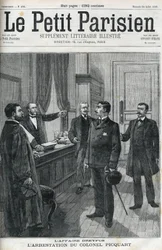 Caso Dreyfus, em 1898, a prisão do Tenente-Coronel Georges Picquart (1854-1914). Em "le petit Parisien", de 1898.