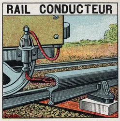 Ferrovias elétricas: trilho condutor. Ilustração anônima de 1925. Coleção privada.