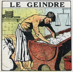 Ferramentas eléctricas: o chorão ou o assistente do padeiro cujo metier era descascar a polpa antes da invenção dos petrins eléctricos. Ilustração anónima a partir de 1925. Coleção privada.