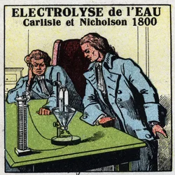 Eletroquímica: eletrólise da água por Anthony Carlisle (1768-1842) e William Nicholson (1753-1815) em Londres em 2 de maio