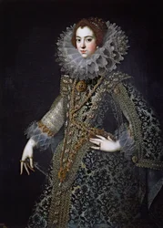 Elisabeth de France, egalement appelee Elisabeth de Bourbon - Retrato de Elisabeth de France (1602-1644), Rainha consorte de Espanha par Anónimo, c. 1620 - Óleo sobre tela