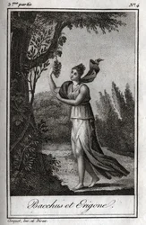 Erigo e Baco, Gravura de 1819 em "Lettres a Emilie sur la mythologie" de Charles Albert Demoustier (1760-1801). Coleção privada.