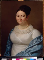 Retrato feminino por Anónimo. Óleo sobre tela