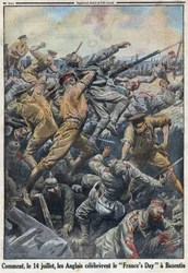 Primeira Guerra Mundial 1914-1918 (Guerra 14-18). Batalha de Creta Bazentin em 13 e 14 de julho de 1916, onde os ingleses se opuseram ao exército alemão. No "Le Petite Journal", em 6/08/1916. Coleção Privada