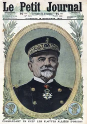 Primeira Guerra Mundial 1914-1918 (Guerra 14-18). Retrato do Almirante Dartige du Fournet Comandante-em-Chefe das Frotas Aliadas do Oriente. No "Le Petite Journal", em 19/11/1916. Coleção Particular