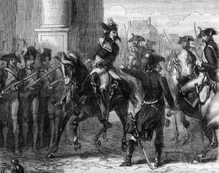 François Hanriot (1761-1794), revolucionário francês à porta da convenção (9 termidor 1794) - Gravação em "Histoire des Girondins" de Alphonse de Lamartine (1790-1869) 1865-1866 - Coleção particular