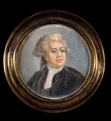 Revolução Francesa: "Retrato de Honra Gabriel (Honore-Gabriel) Riqueti, Conde de Mirabeau (1749-1791) em traje do Terceiro Estado" Pintura em miniatura anónima do século XVIII.