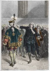 Revolução Francesa - reunião dos estados gerais em 23/06/1789: Honore Gabriel (Honore-Gabriel) Riqueti, Conde de Mirabeau (1749-1791), apóstrofo Henri Evrard (Henri-Evrard), Marquês de Dreux Breze (Dreux-Breze) (1762-1829) - Estados Gerais em Versaille