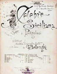 Frontispício da partitura de Celebre siciliana atribuída a GB Pergolese
