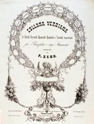 Frontispício de uma colecção de partituras musicais de Giuseppe Verdi