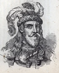 Galeazzo secondo Visconti - Retrato de Galeazzo II Visconti - Galeazzo II Visconti - 1320-1378 -engravura -