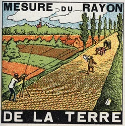 Gravitação: medir o raio da Terra. Ilustração anónima de 1925. Coleção privada.