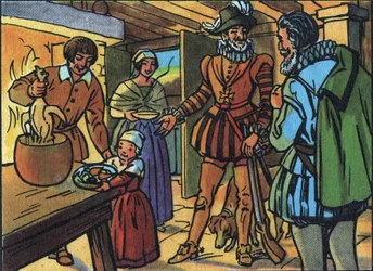 Henrique IV e a galinha na panela. Ilustração anónima na "Collection des souverains et chefs d