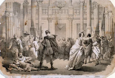 Ilustração de Uma bola mascarada, ópera de Giuseppe Verdi