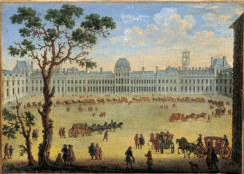 Vista imaginária do Palácio e da pintura Anônima do Parque das Tuileries. Século XVII. Dim. 0,35x0,49 m.