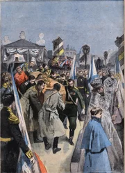 Em São Petersburgo (São Petersburgo), na Rússia: o funeral do Grão-Duque Alexandrovich (Aleksei Aleksandrovich Romanov