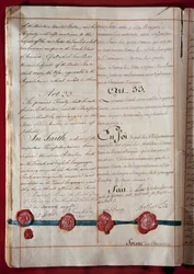 Independência dos Estados Unidos: o comércio de amizade e comércio entre a França e os Estados Unidos (representado por Benjamin Franklin) data de fevereiro de 1778 em ambas as línguas. 1778 Paris, Ministério dos Negócios Estrangeiros