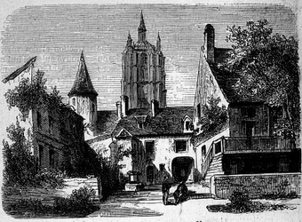 La maison au Mans de Paul Scarron (1610-1660), escritor francês. gravura do século XIX.