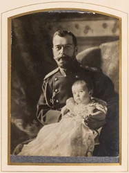 O czar Nicolau II e o czarevitch Alexis (1904-1917) - O czar Nicolau II e o czarevitch Alexei, Anónimo . Foto Albúmen