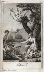 Leto, Letone, Latona, Gravura de 1819 em "Lettres a Emilie sur la mythologie" de Charles Albert Demoustier (1760-1801). Coleção privada.