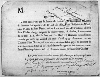 Carta da Secretaria da Receita Federal relativa ao pagamento de impostos datada de abril de 1747.