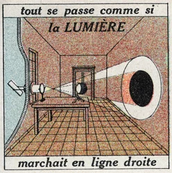 Propagação da Luz: Tudo acontece como se a luz estivesse a correr em linha recta. Ilustração anônima de 1925. Coleção particular.