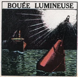 Sinais luminosos: bóia de luz. Ilustração anónima de 1925. Colecção privada.